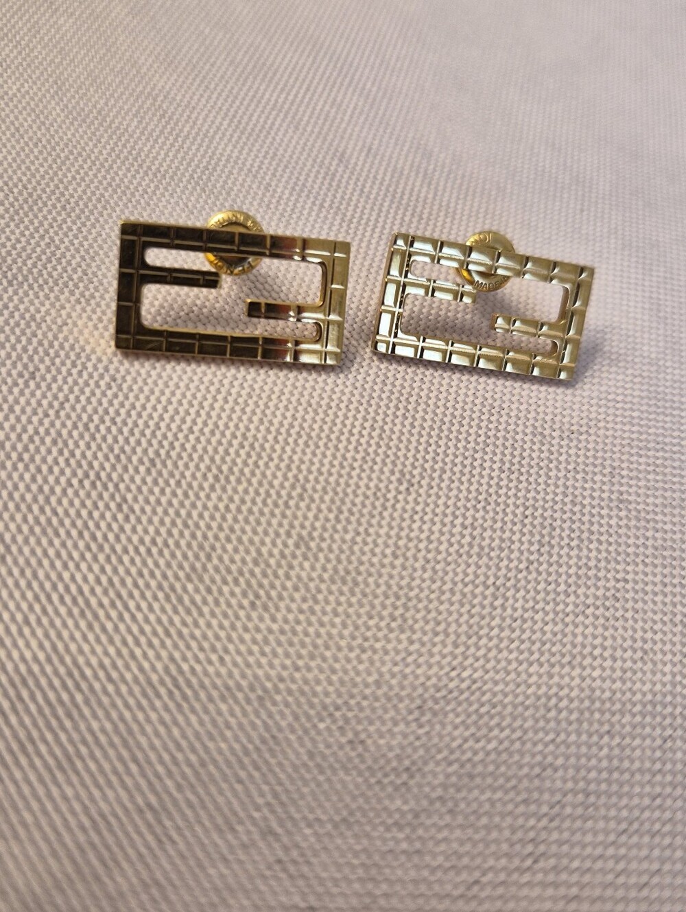 Fendi FF Logo Gold-Tone Stud Earrings - Picture 3 of 8